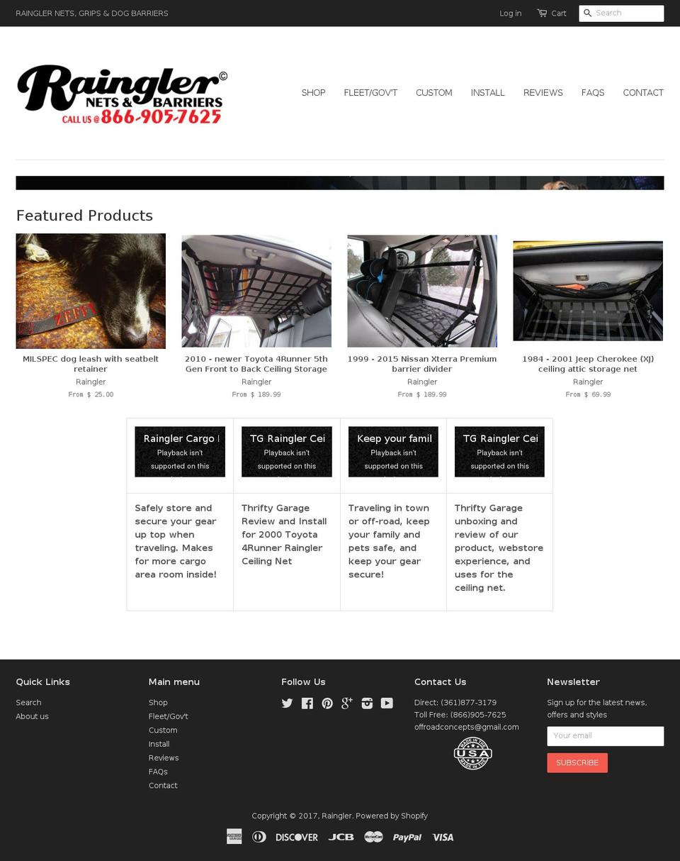 rainglernets.com shopify website screenshot
