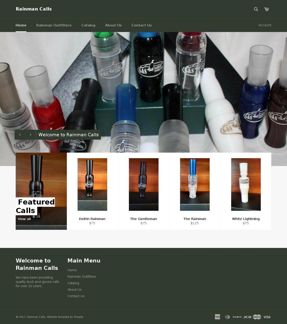 rainmanduckcalls.com shopify website screenshot