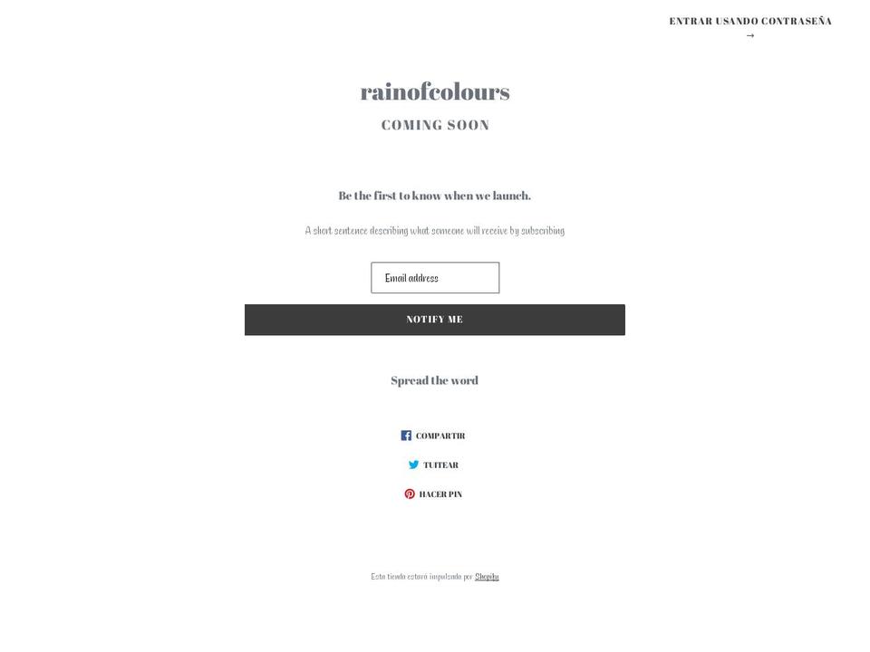 rainofcolours.com — Shopify storefront screenshot