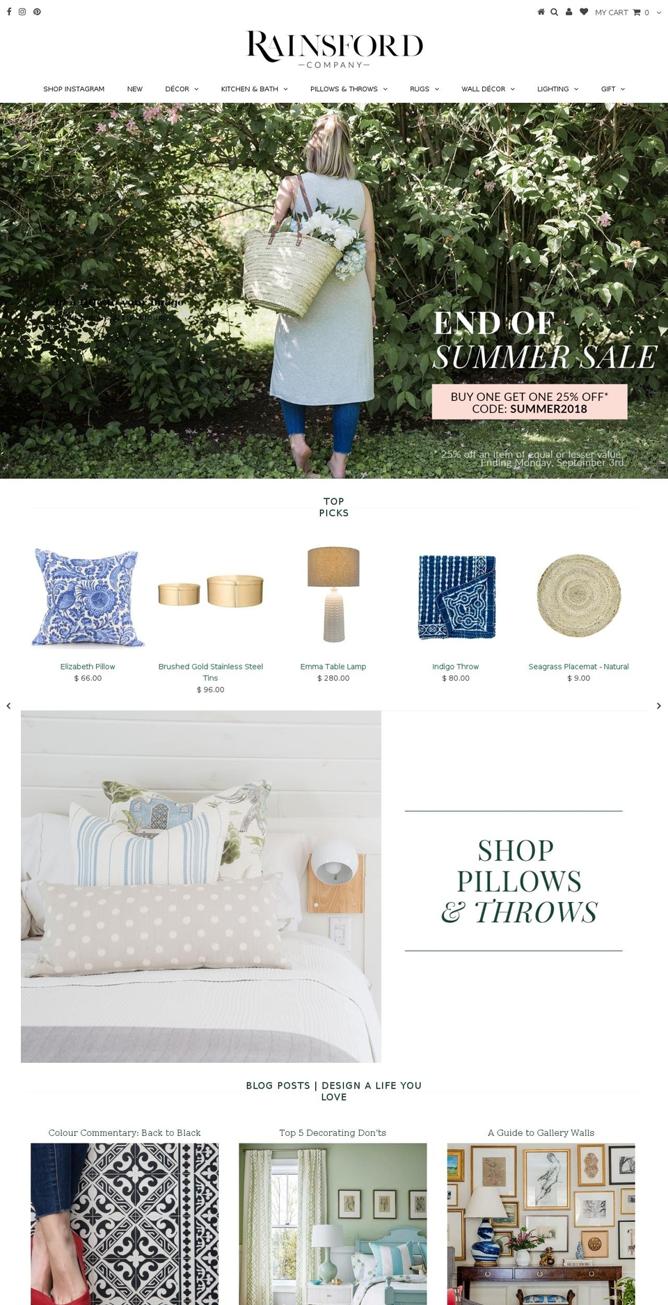 rainsfordcompany.com — Shopify storefront screenshot