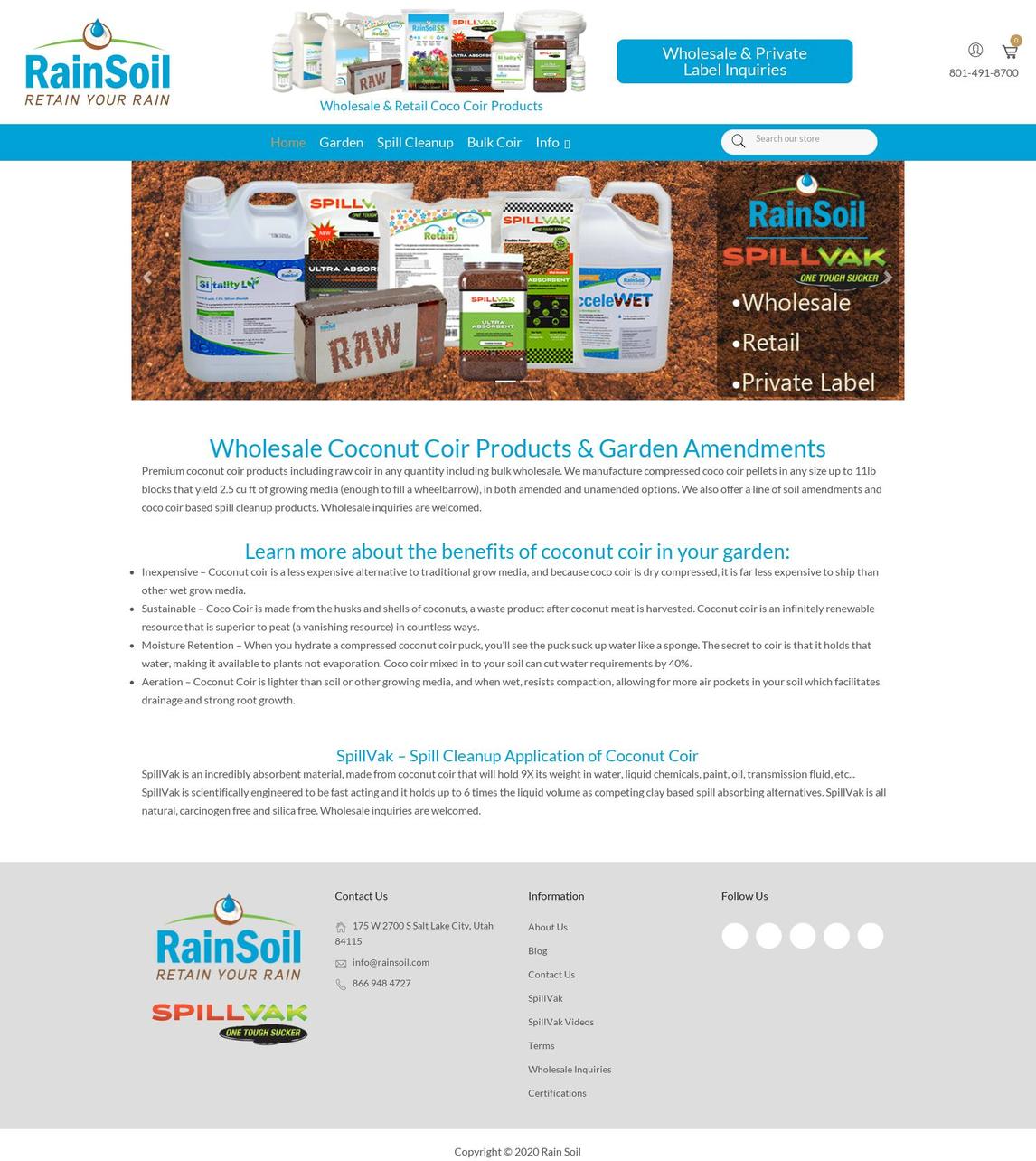 Corano Shopify theme site example rainsoil.com