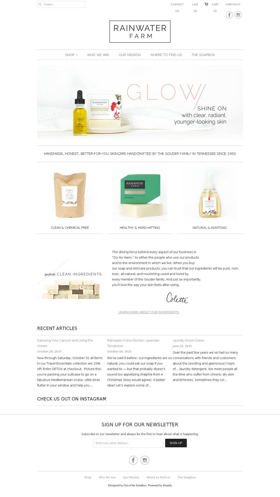 rainwaterfarm.com shopify website screenshot