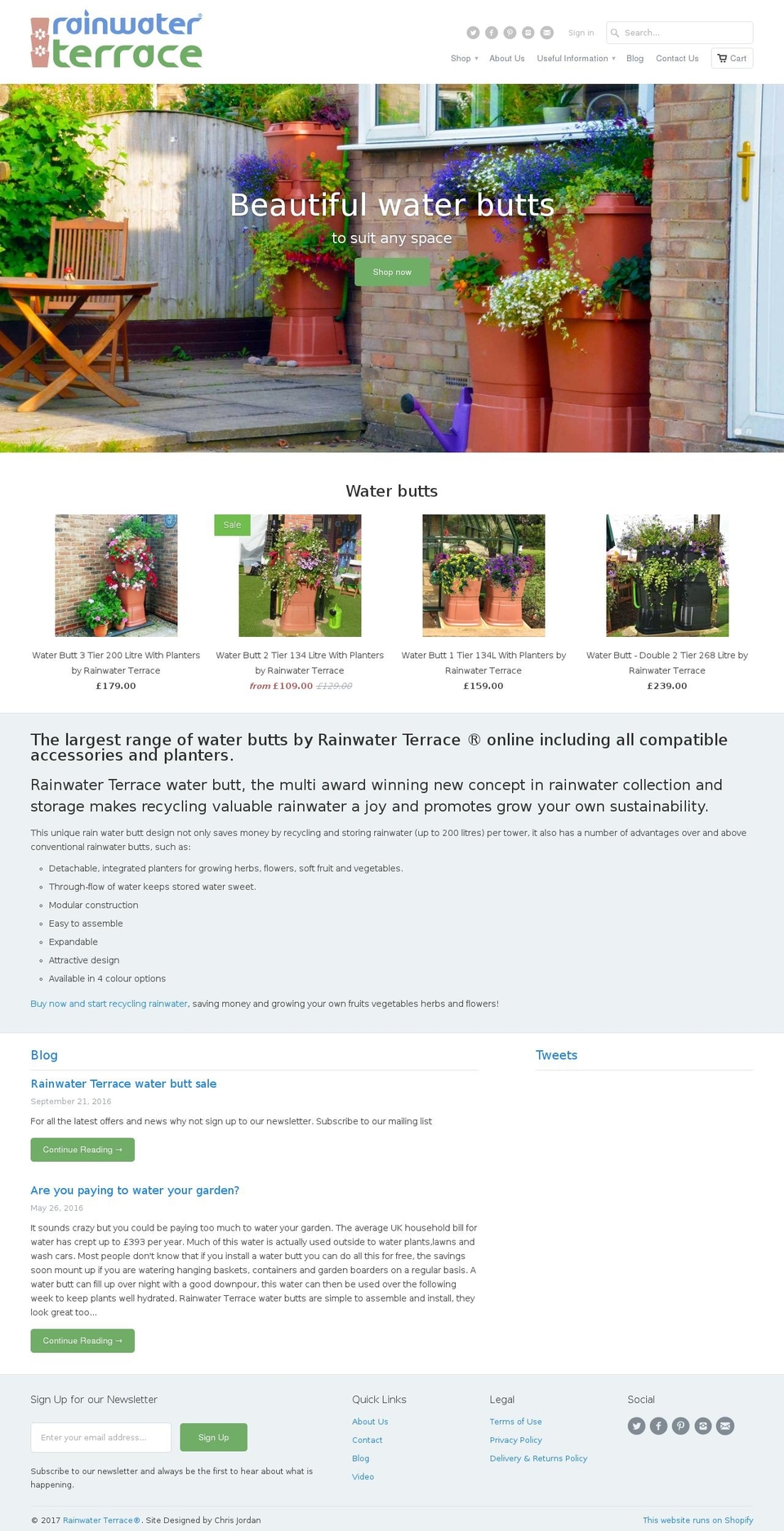 rainwaterterrace.com shopify website screenshot