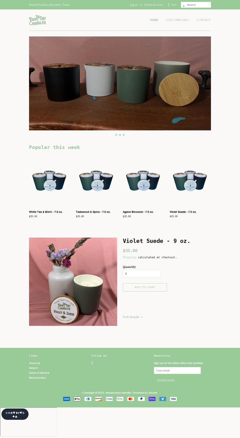 rainydaychandler.com shopify website screenshot