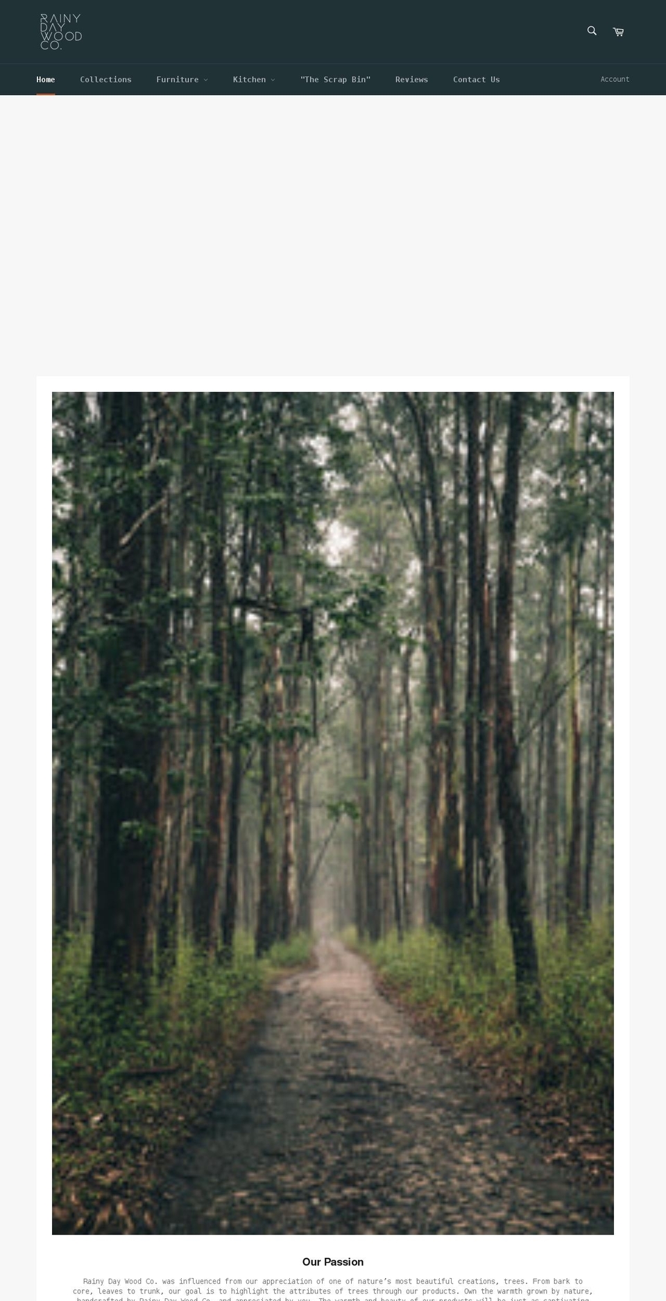 rainydaywoodco.com shopify website screenshot