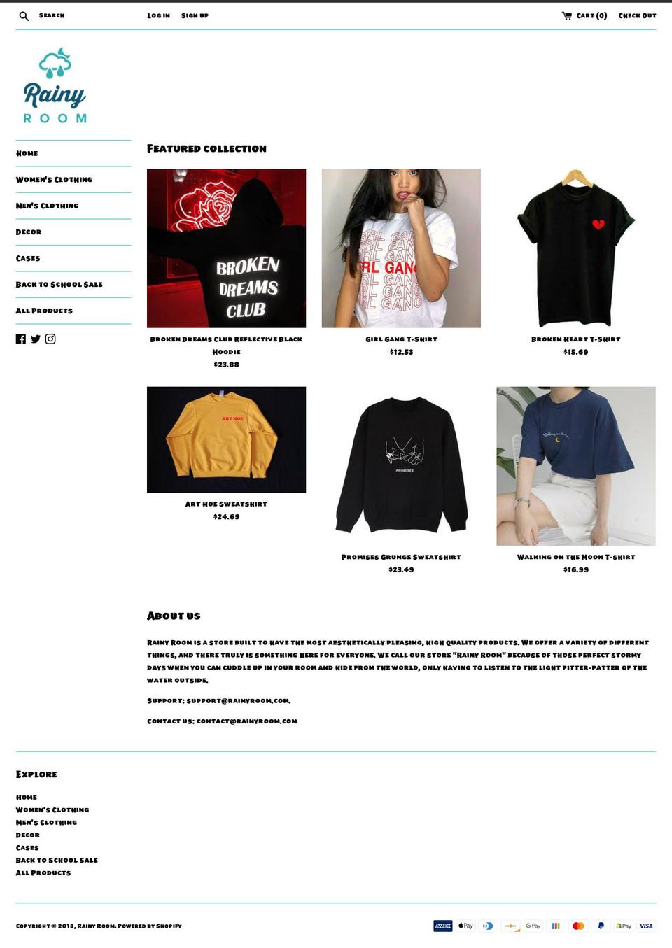 rainyroom.com — Shopify storefront screenshot