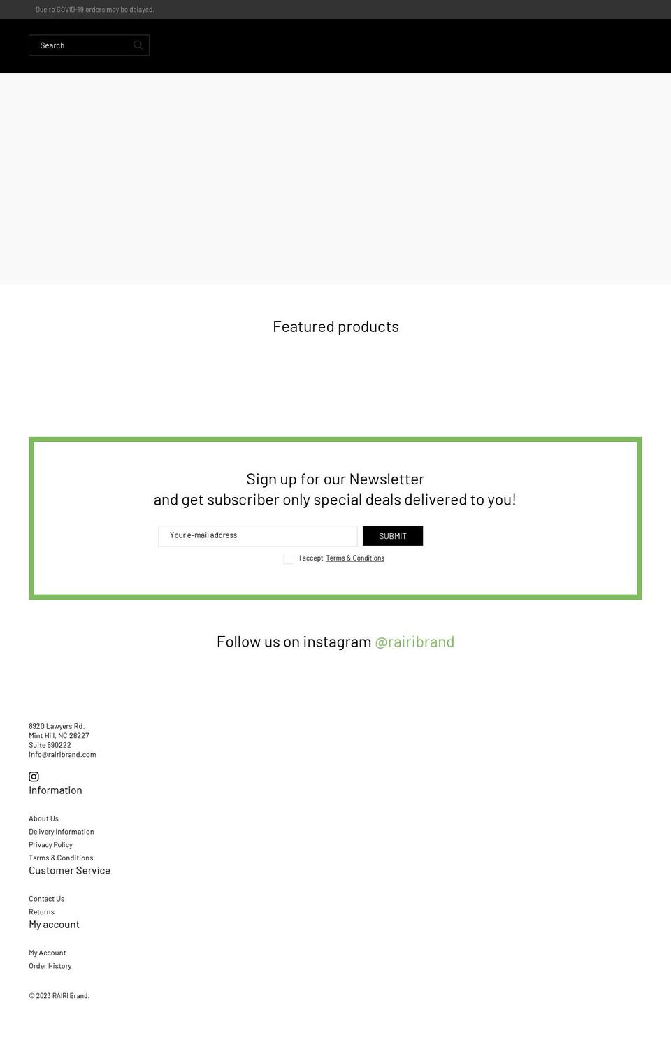 rairibrand.com shopify website screenshot