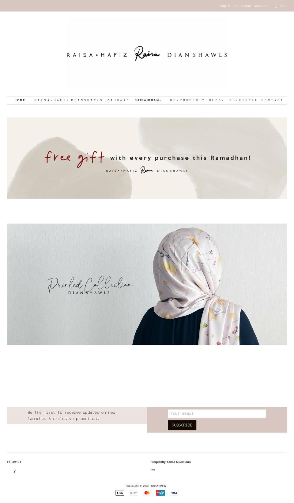 raisahafiz.com shopify website screenshot