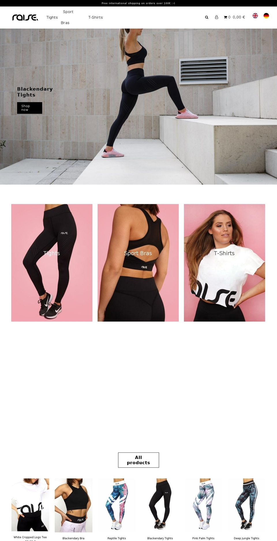raise-sportswear.com shopify website screenshot