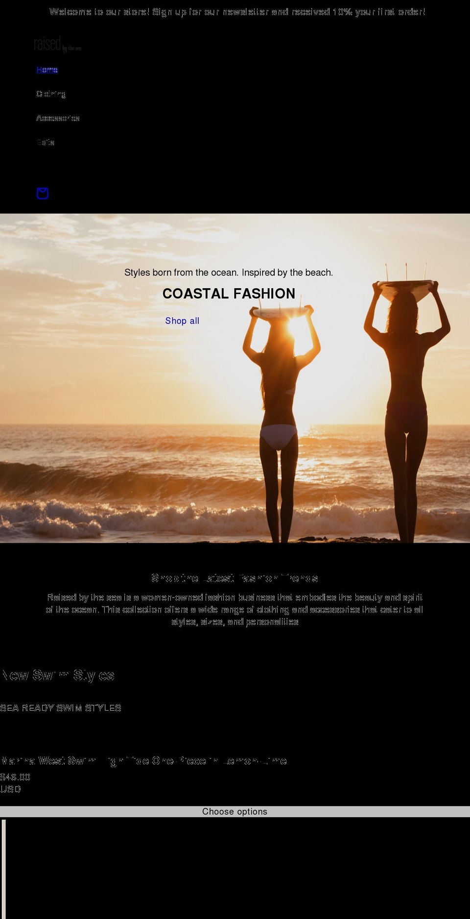 raisedbythesea.com shopify website screenshot