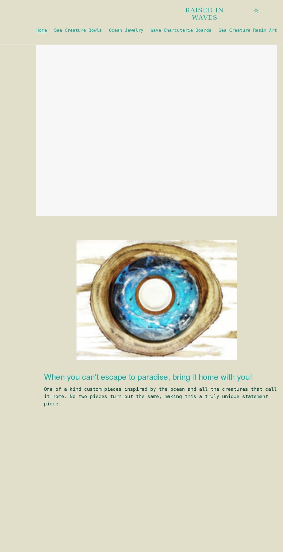 raisedinwaves.com shopify website screenshot