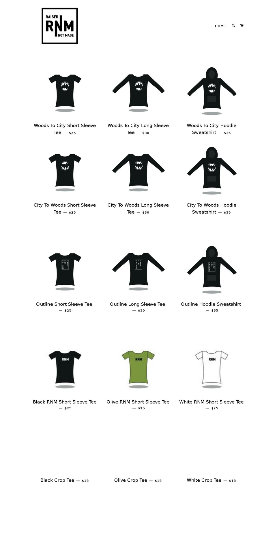 raisednotmade.com — Shopify storefront screenshot