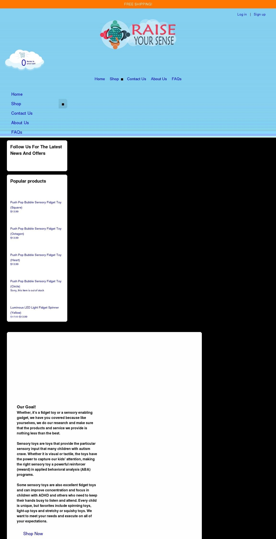 raiseyoursense.com shopify website screenshot