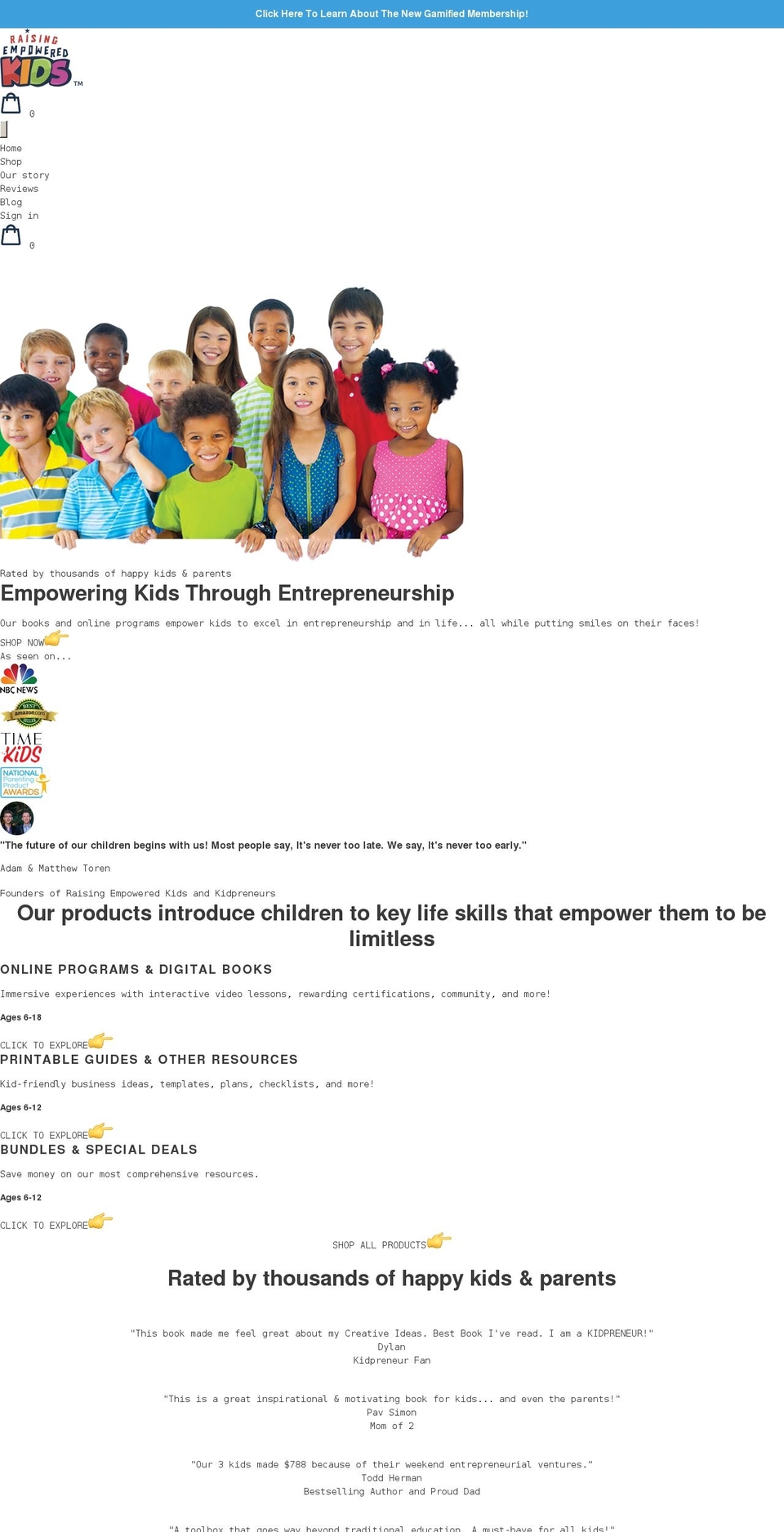 raisingempoweredkids.com shopify website screenshot