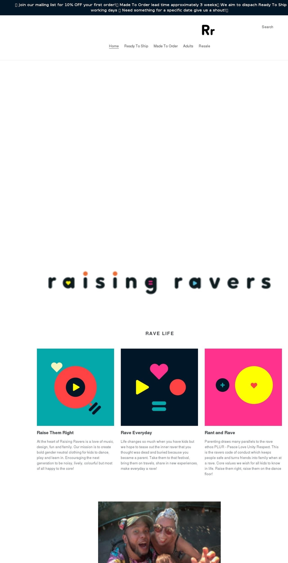 raisingravers.com shopify website screenshot