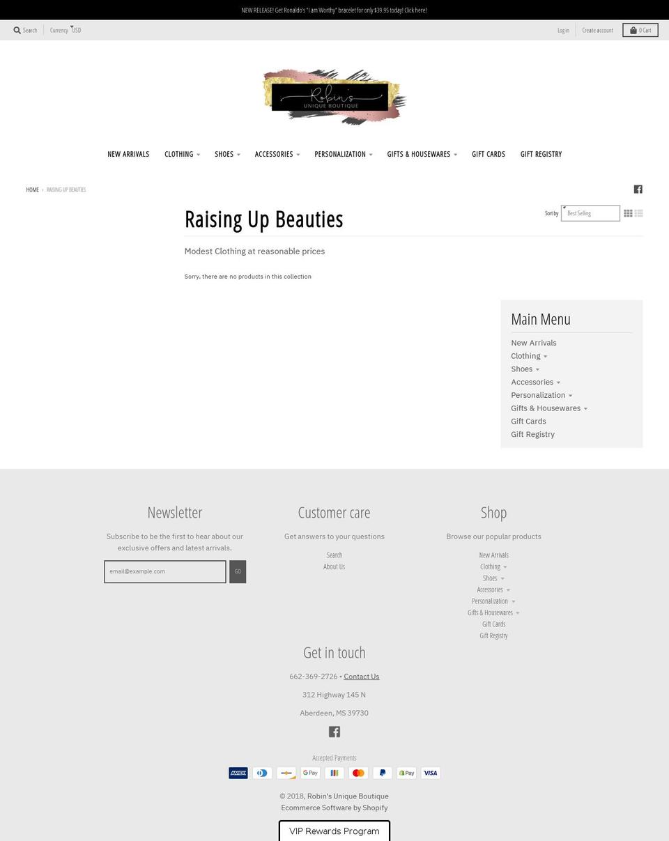raisingupbeauties.com — Shopify storefront screenshot
