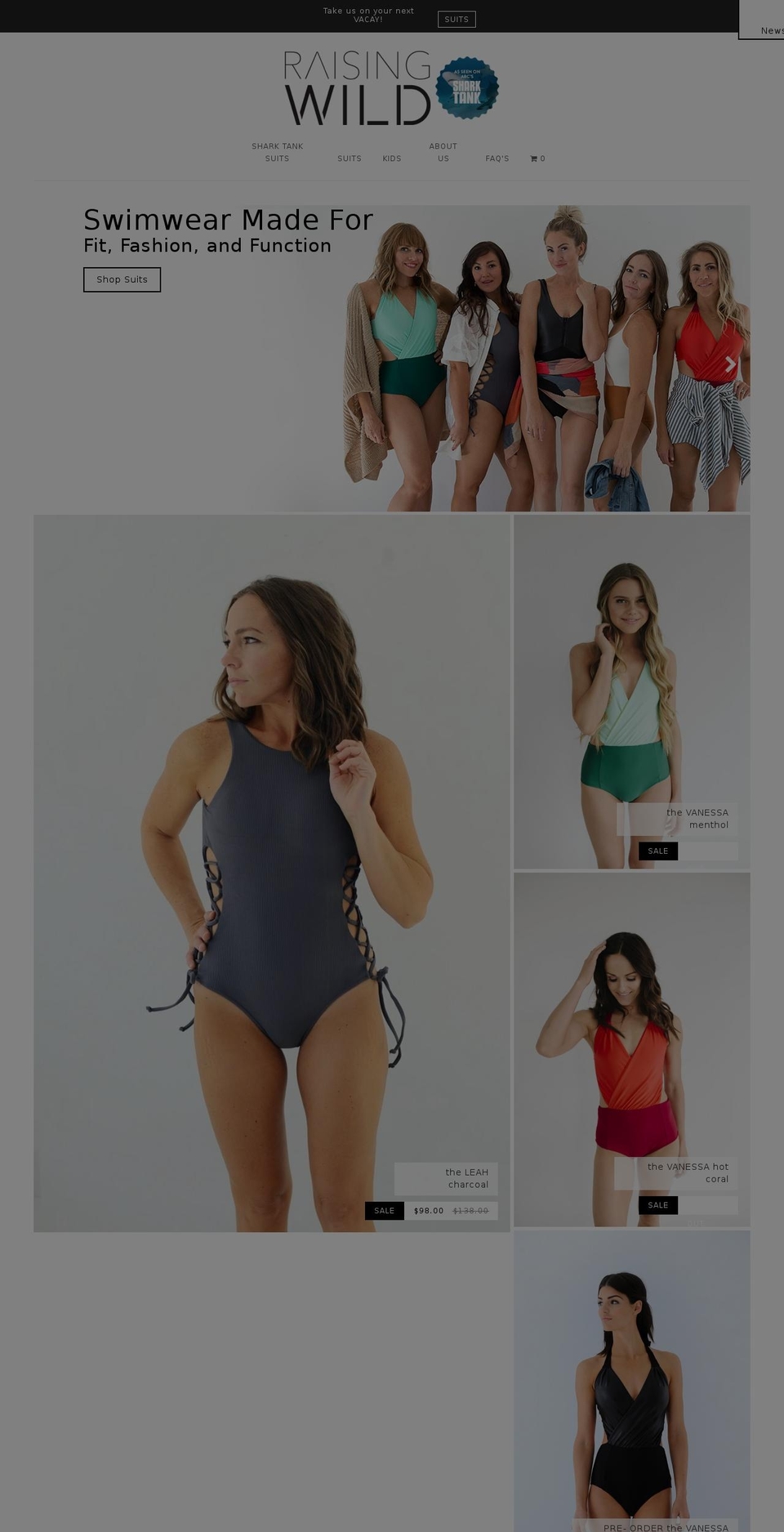 raisingwildswim.com shopify website screenshot