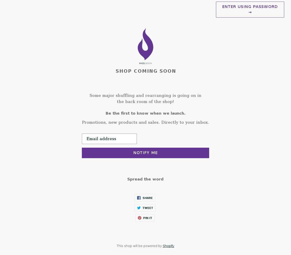 raizeldesign.com shopify website screenshot