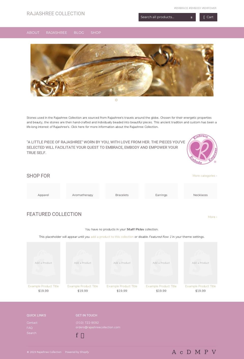 rajashreecollection.com shopify website screenshot