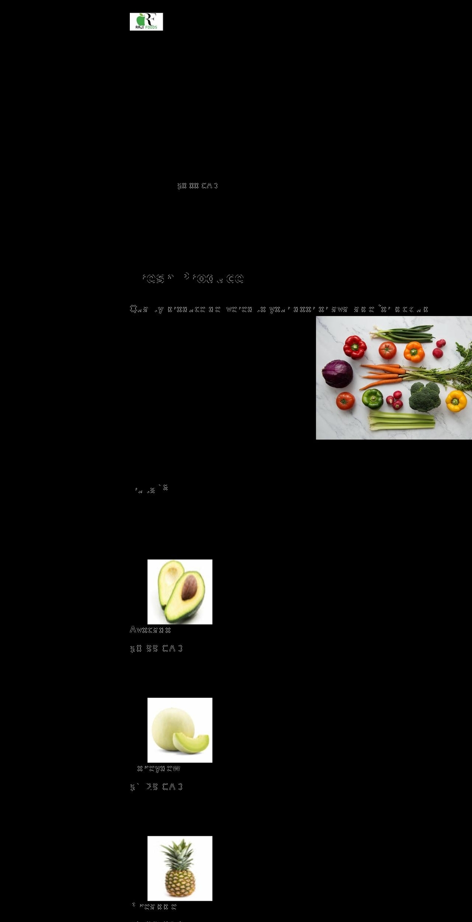 rajifoods.ca shopify website screenshot