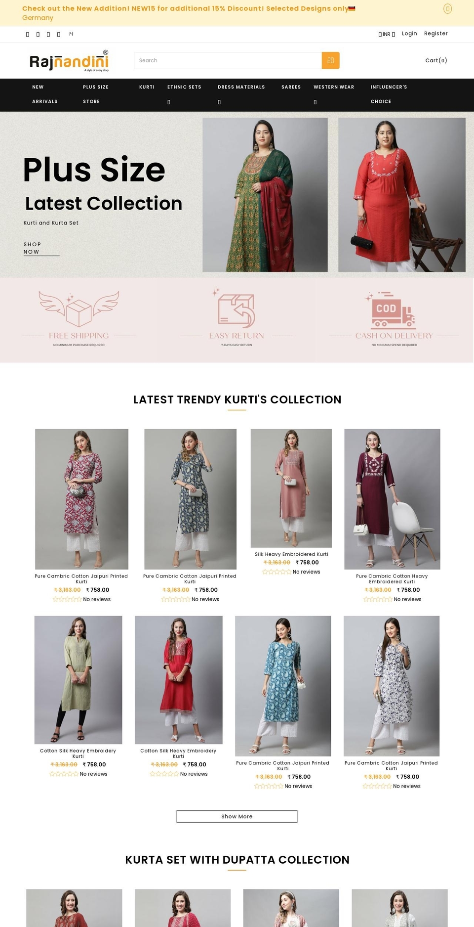 Fastor Default Shopify theme site example rajnandinifashion.com