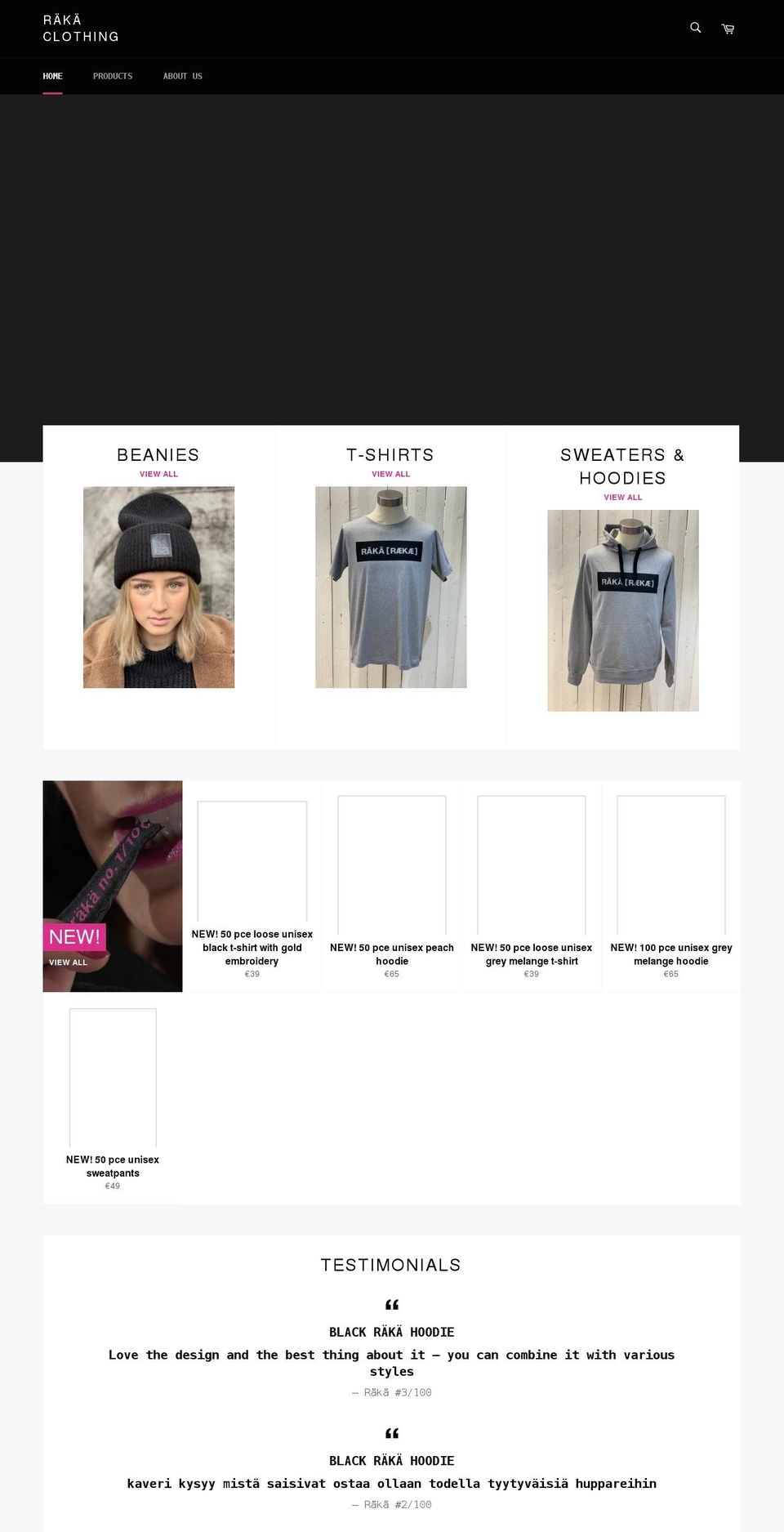 rakaclothing.com shopify website screenshot