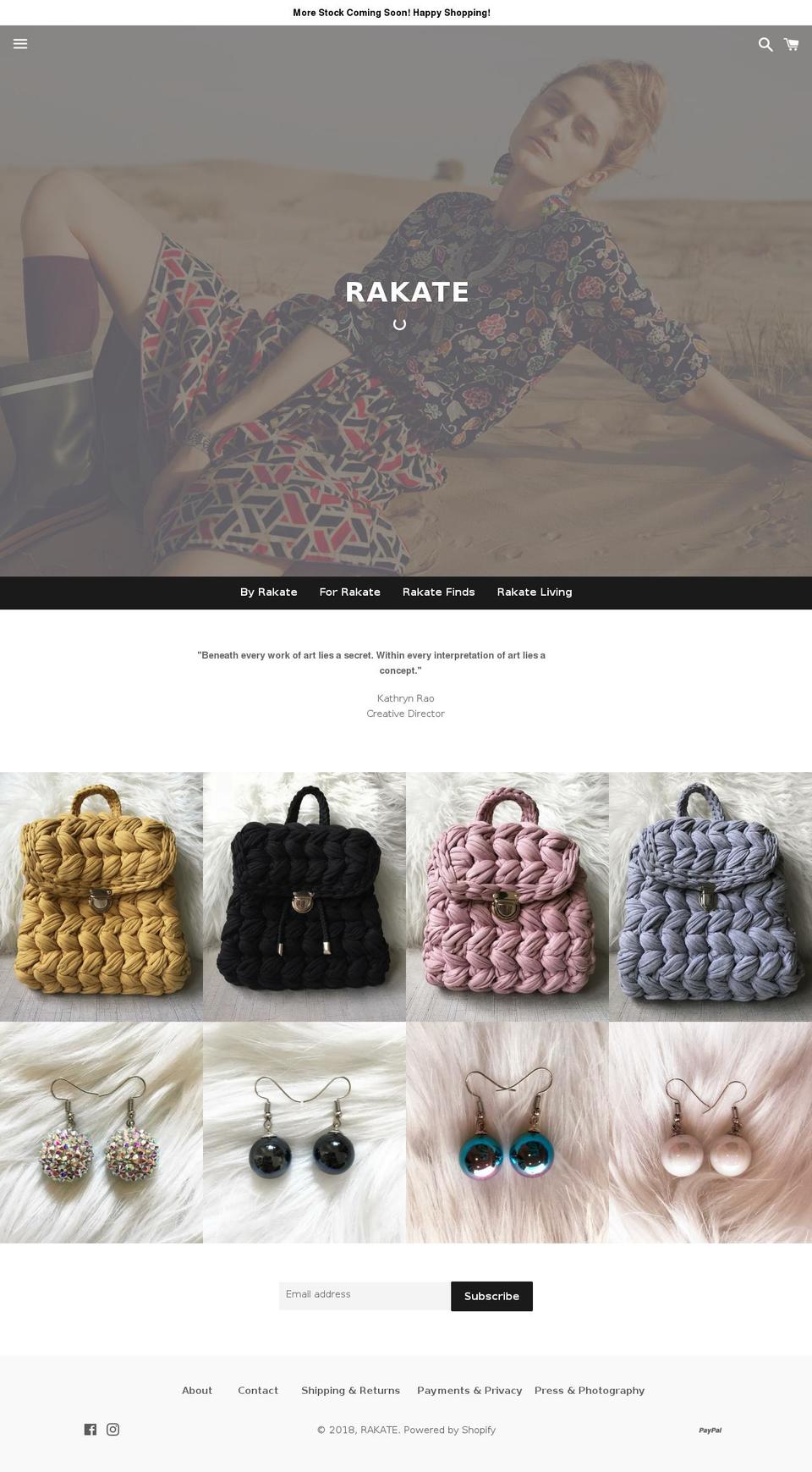 rakate.com shopify website screenshot