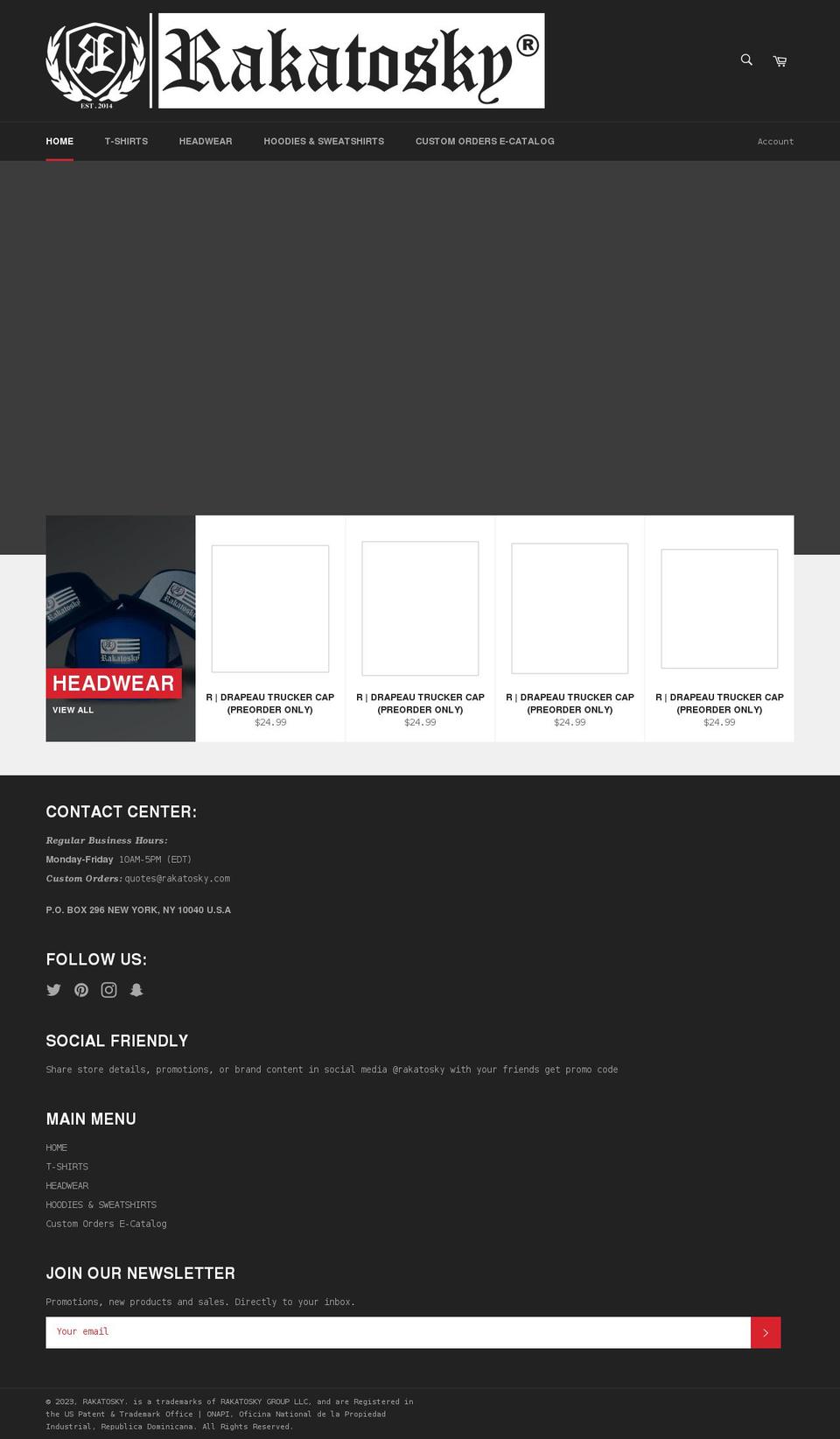 rakatosky.com shopify website screenshot