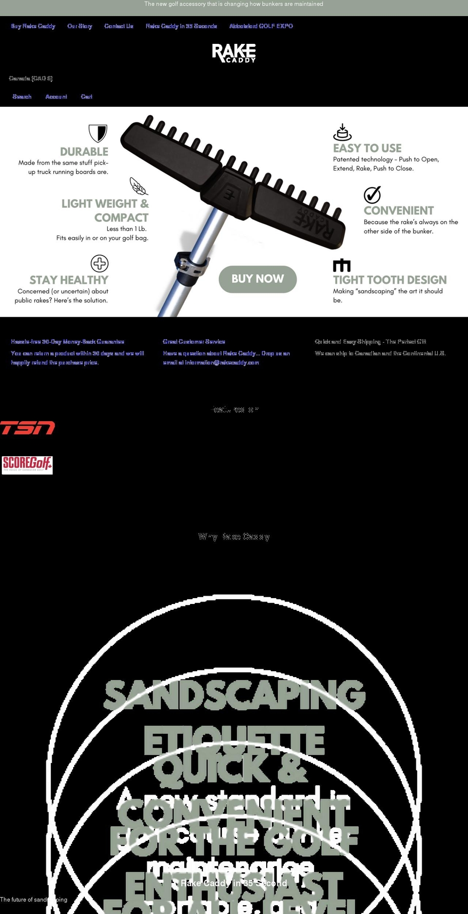 rakecaddy.ca shopify website screenshot