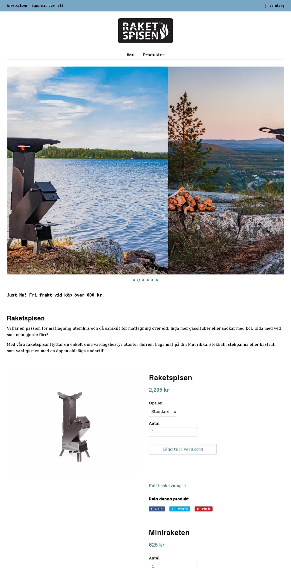 raketspisen.se shopify website screenshot