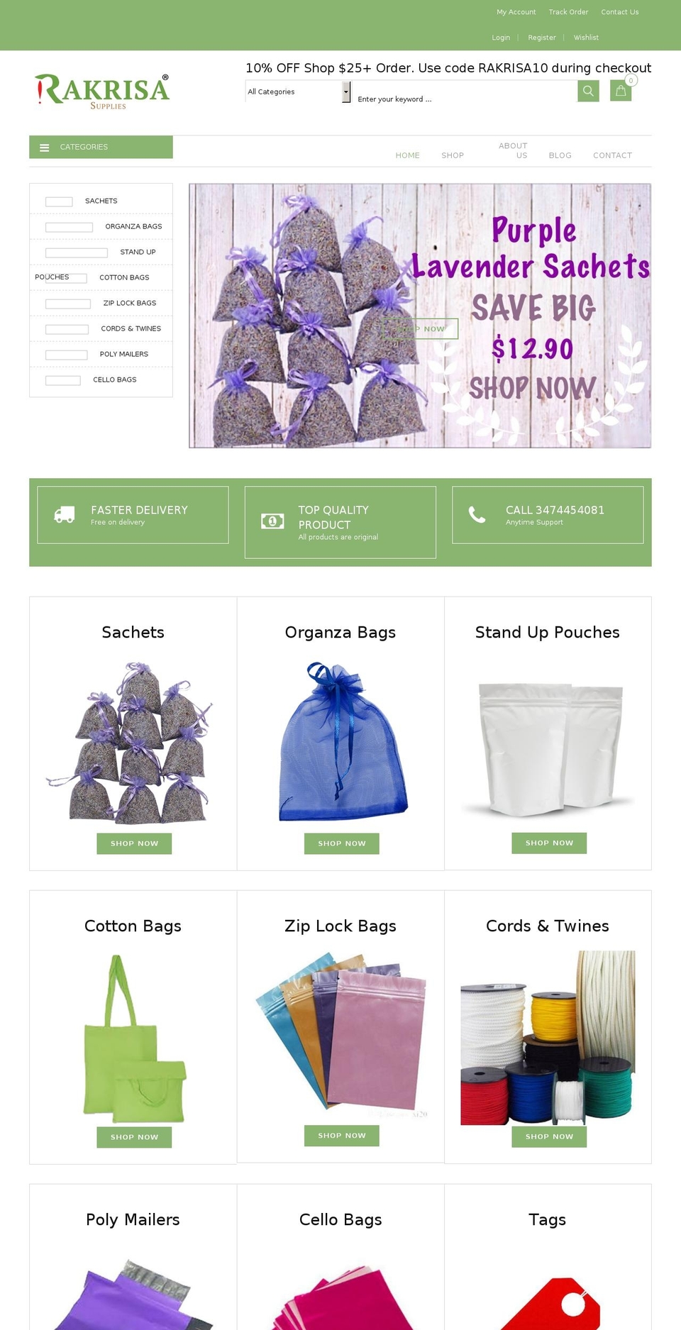 rakrisasupplies.com — Shopify storefront screenshot