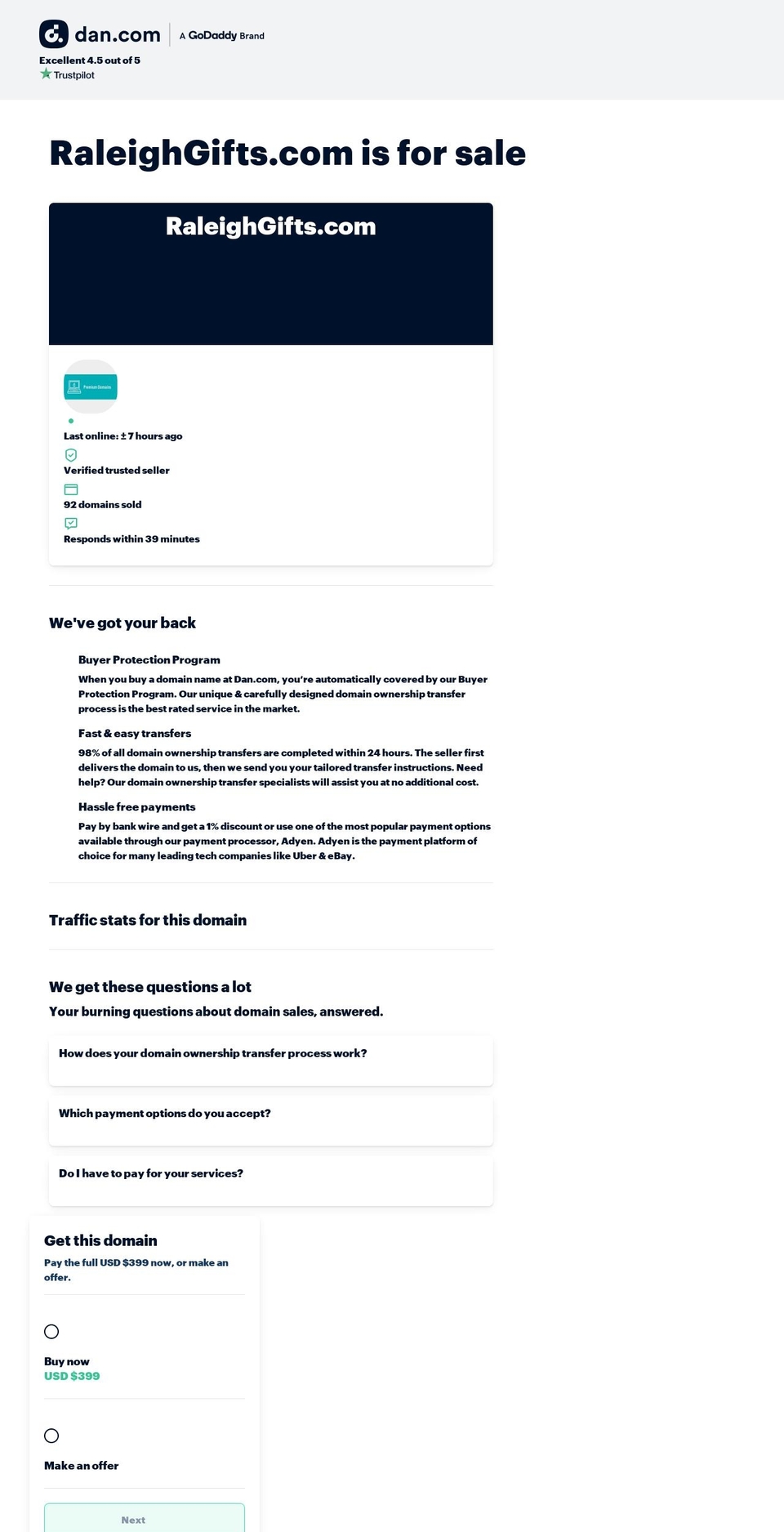 raleighgifts.com shopify website screenshot