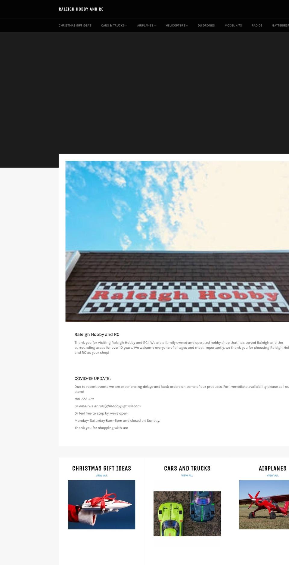 raleighhobbyshop.com — Shopify storefront screenshot