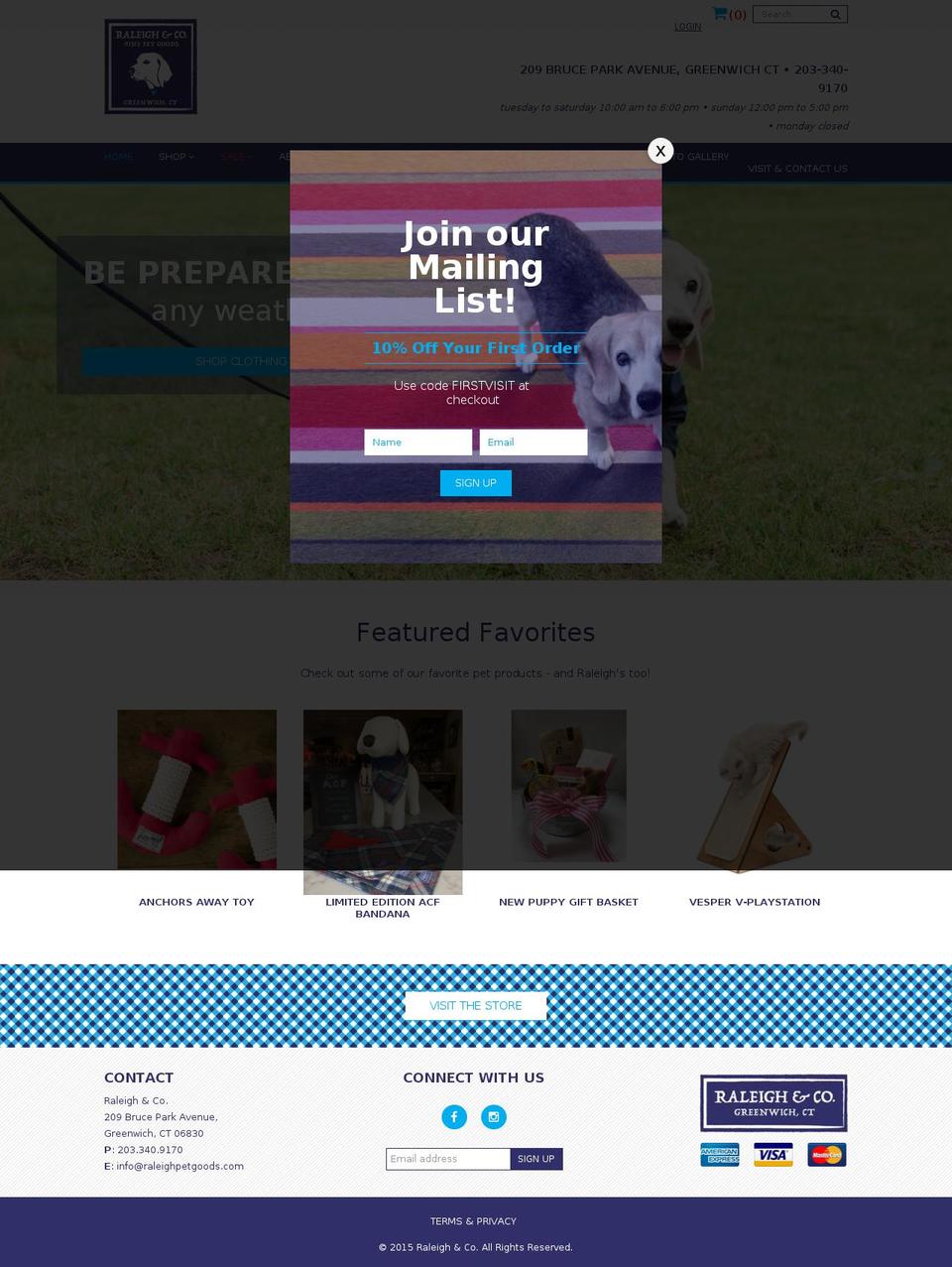 raleighpetgoods.com shopify website screenshot