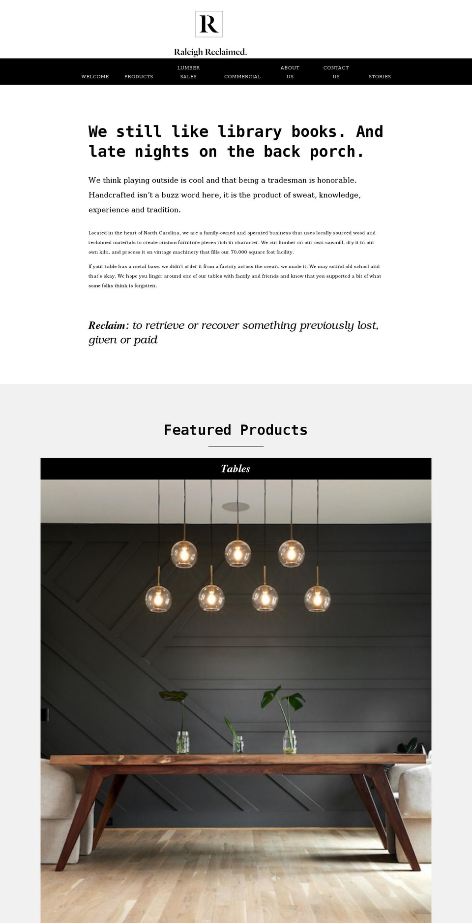 raleighreclaimed.com shopify website screenshot
