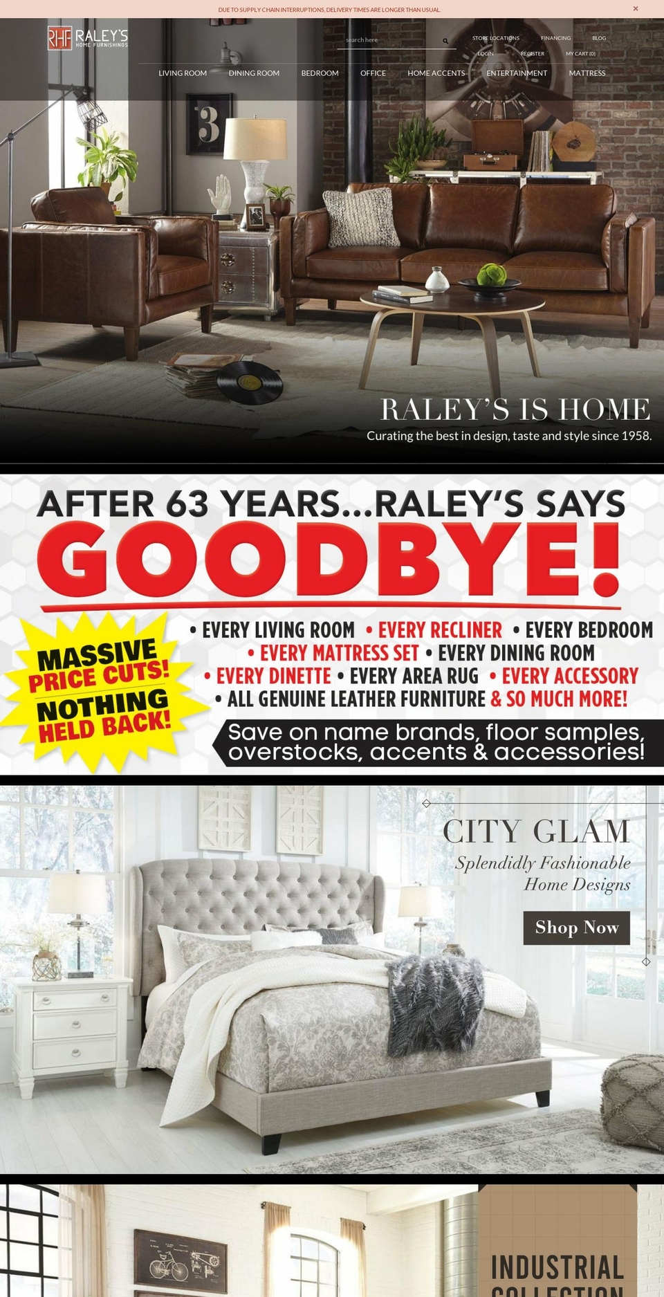 raleysfurniture.com shopify website screenshot