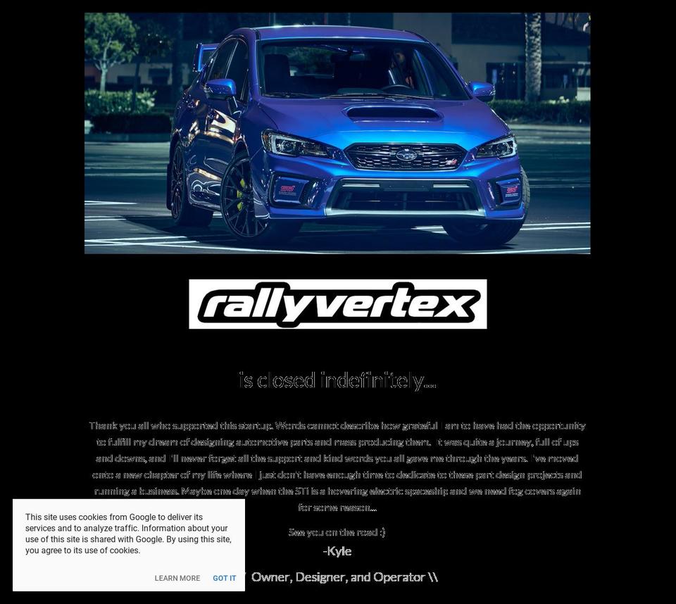 rallyvertex.com shopify website screenshot