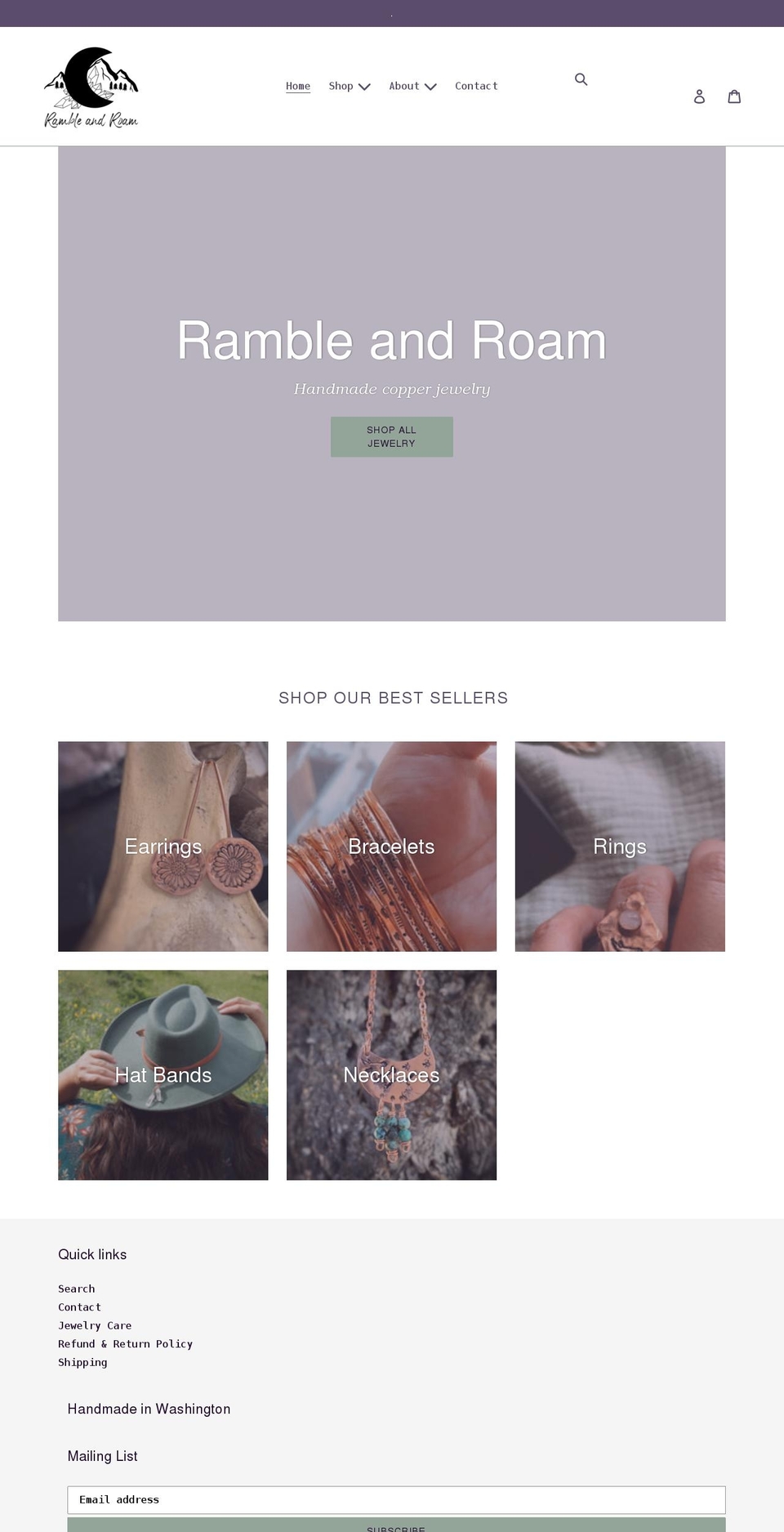 rambleandroamdesigns.com shopify website screenshot