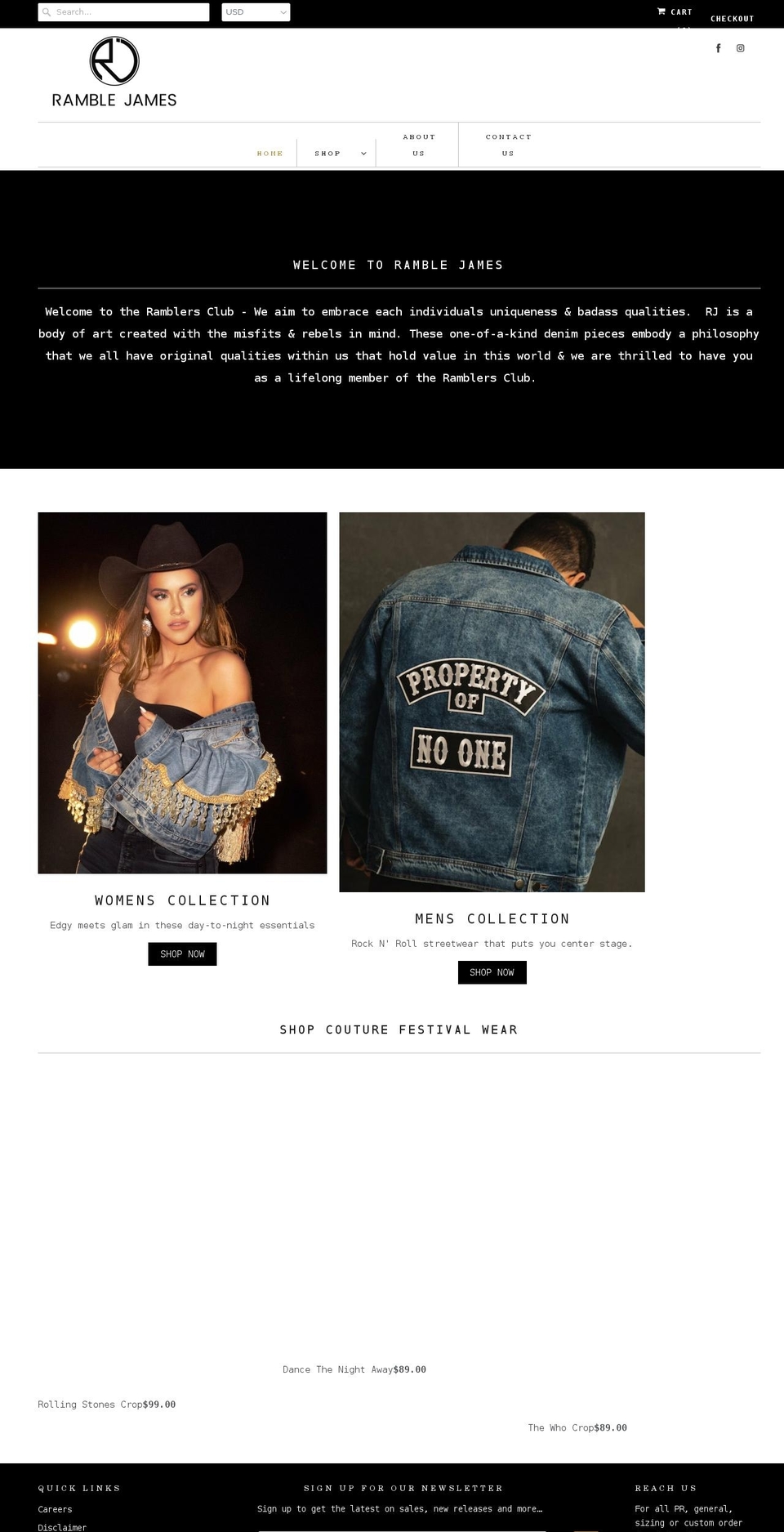 ramblejames.com shopify website screenshot
