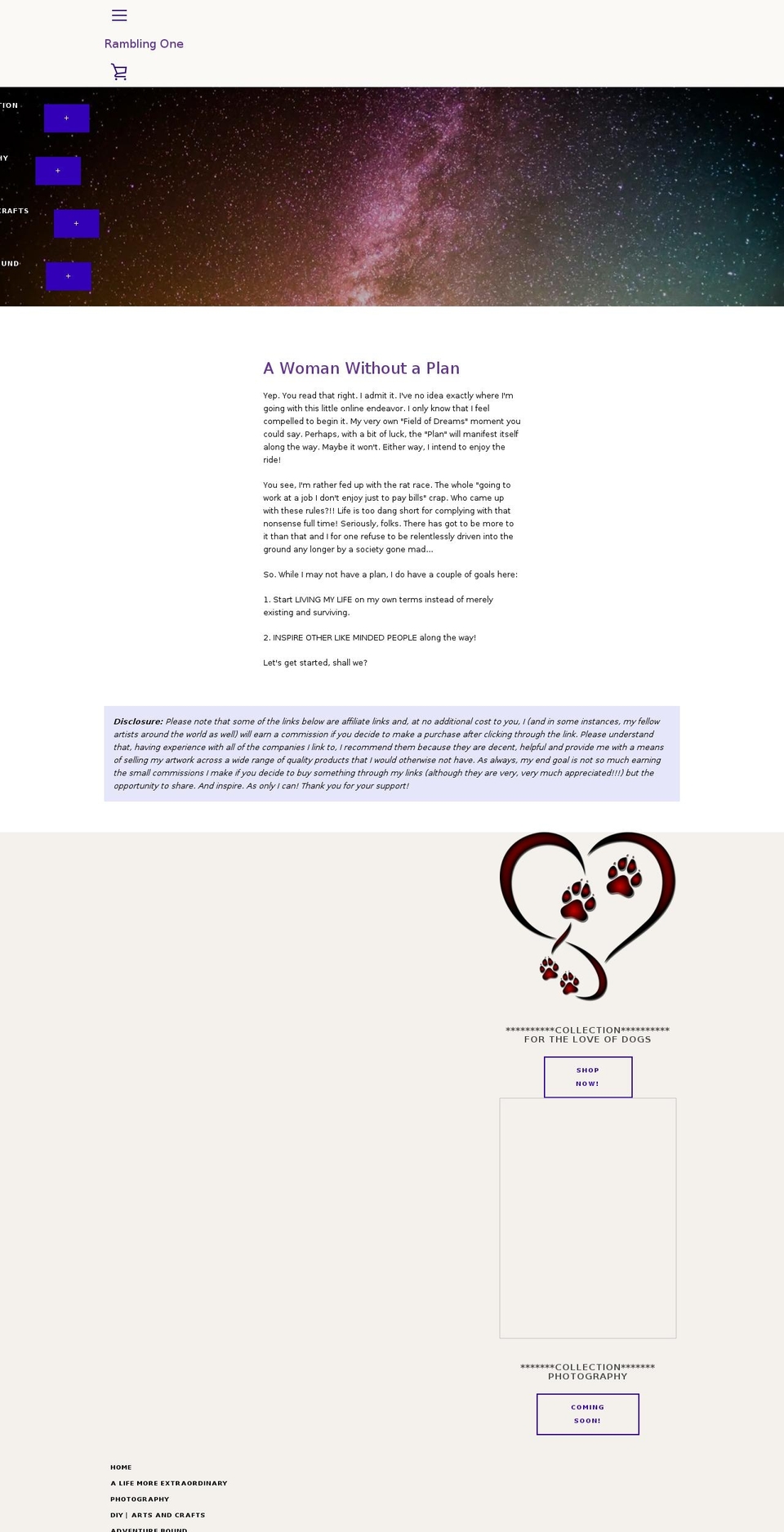 ramblingone.com — Shopify storefront screenshot