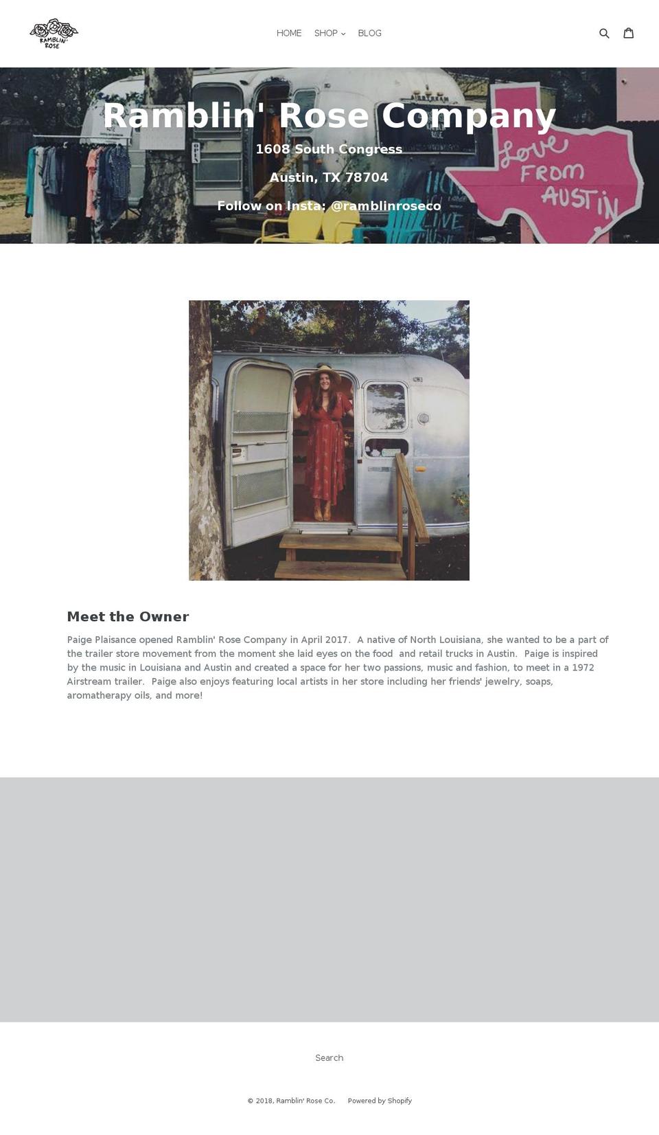 ramblinroseco.com shopify website screenshot