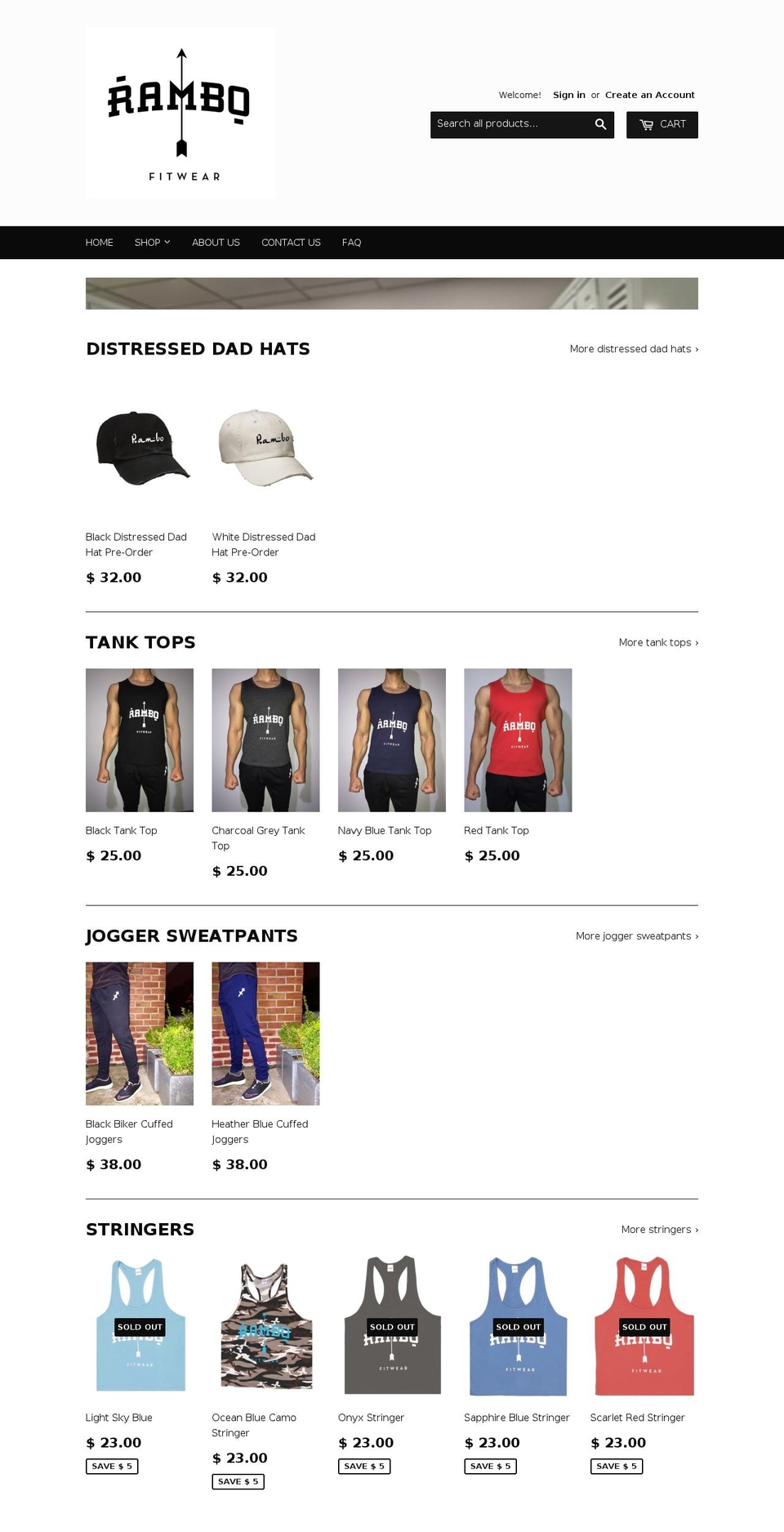 rambofitwear.com shopify website screenshot