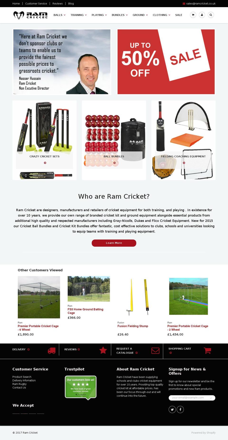 ramcricket.co.uk shopify website screenshot