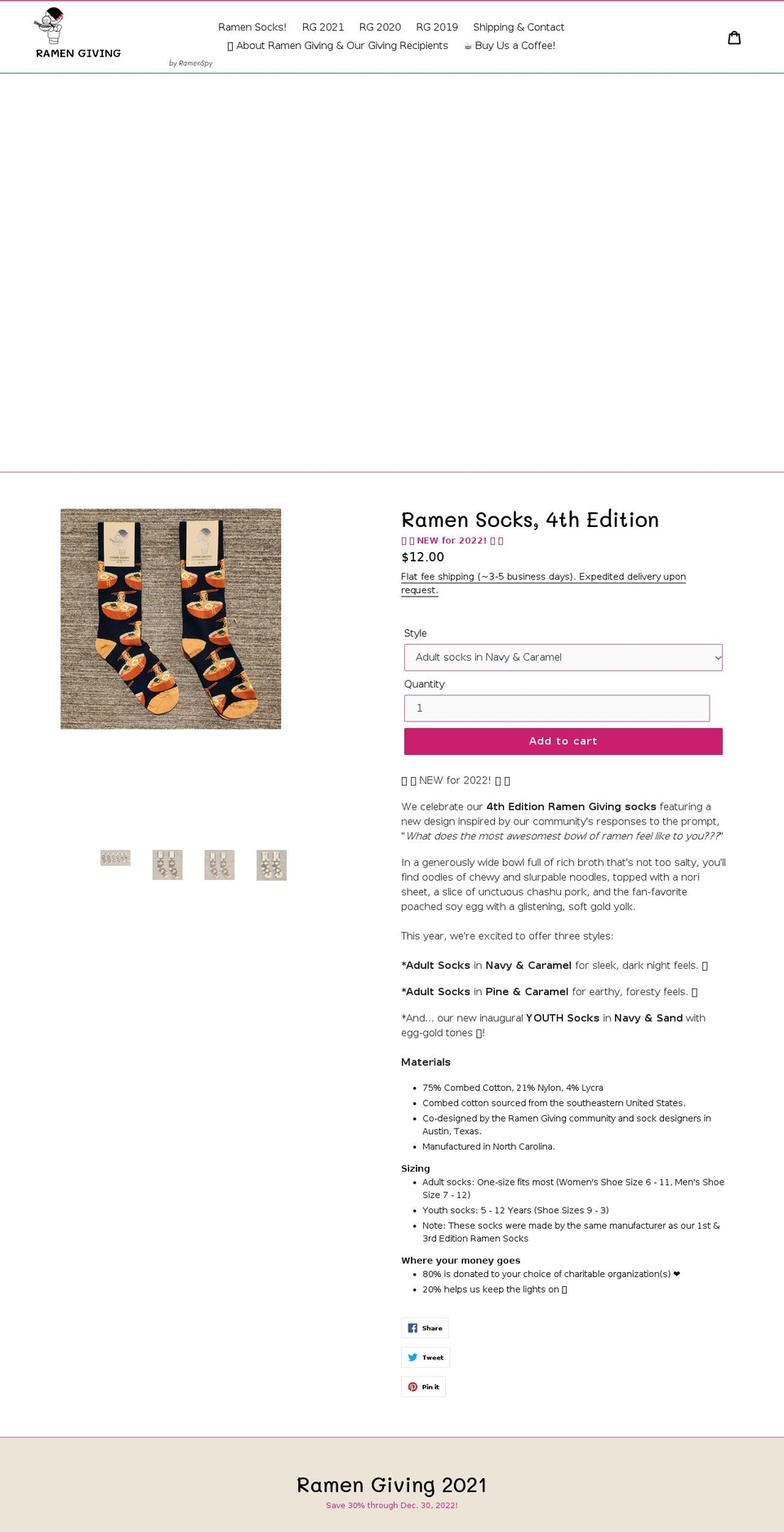 ramengiving.com shopify website screenshot