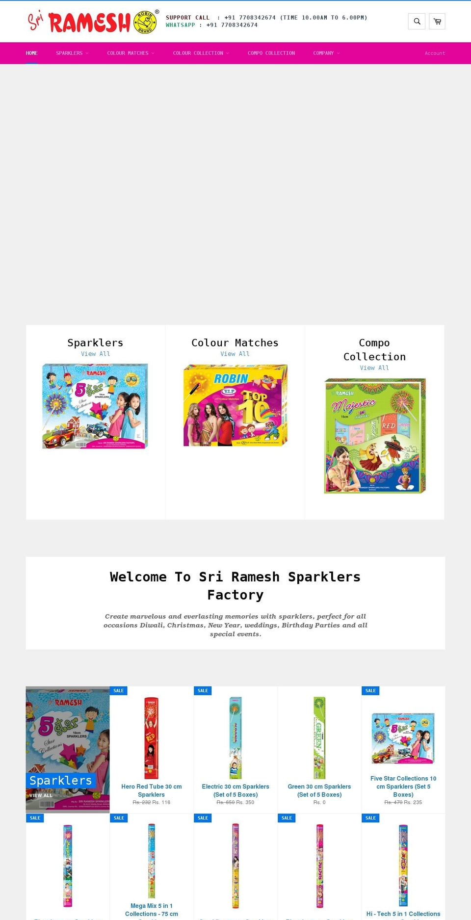 rameshsparklers.com shopify website screenshot