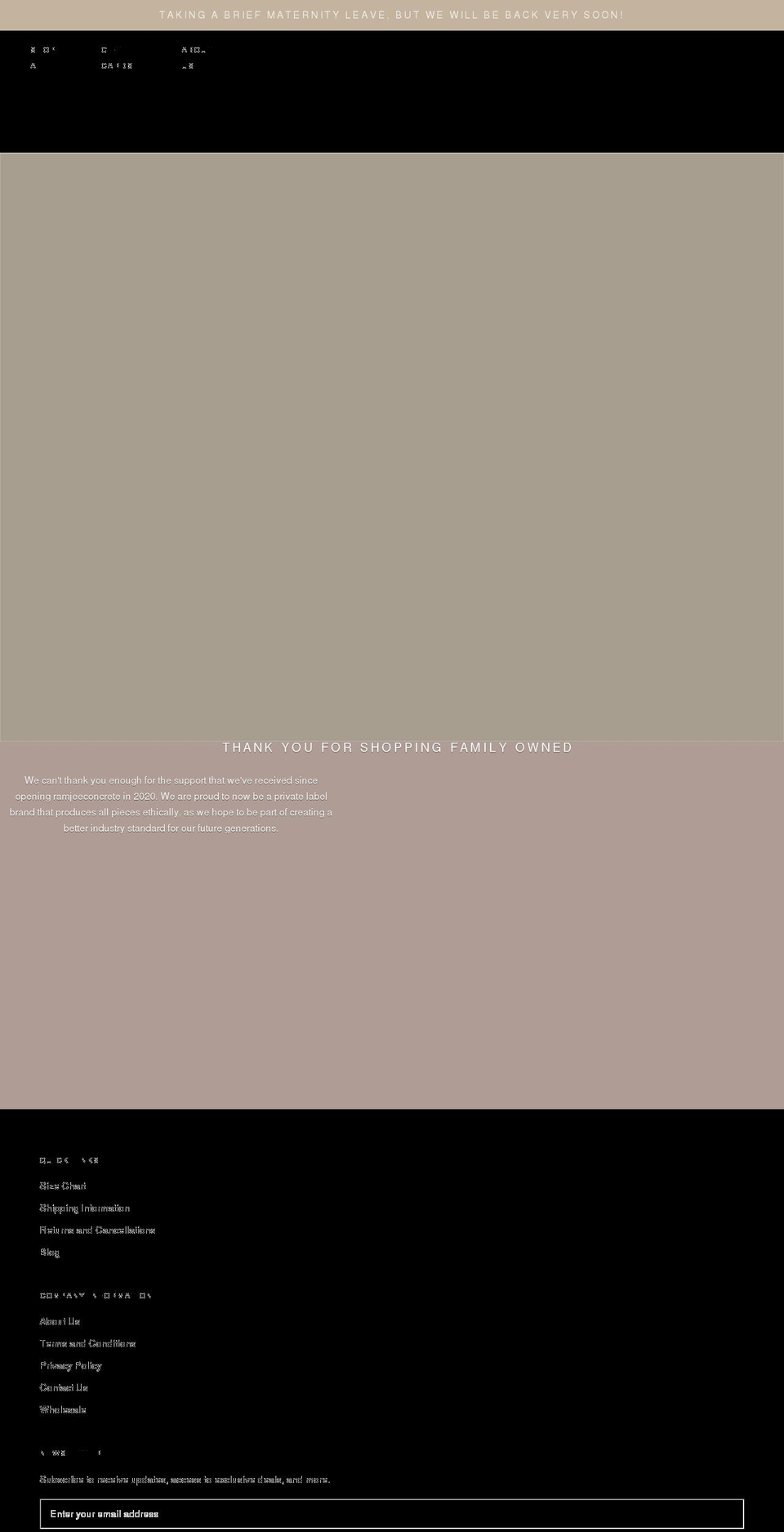 ramjeeconcrete.com shopify website screenshot