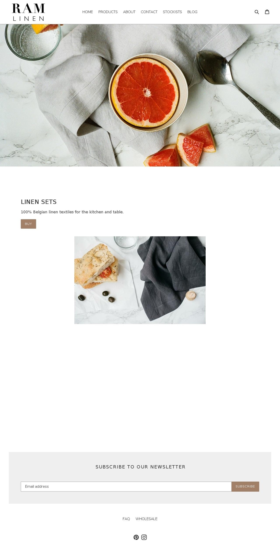 ramlinen.com — Shopify storefront screenshot