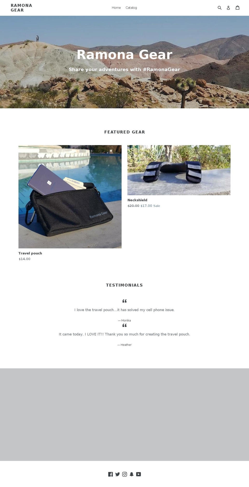 ramonagear.com — Shopify storefront screenshot