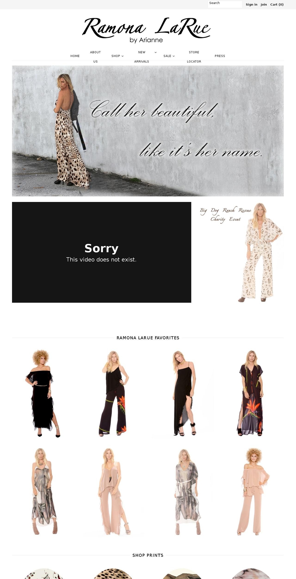 ramonalarue.com shopify website screenshot