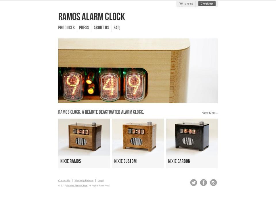 ramosalarmclock.com shopify website screenshot